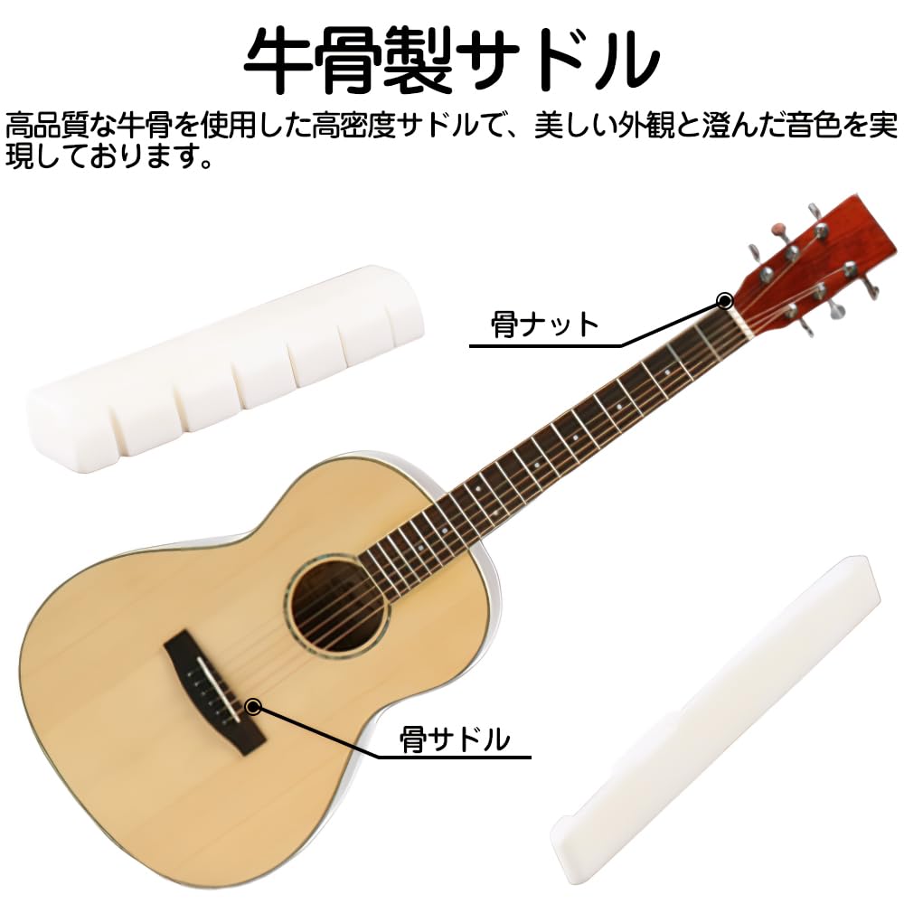 KDSSYFT Guitar Bridge Nut Saddle 2 Sets Made from Genuine Bone Improves Resonance and Sound Quality Replacement Parts Maintenance For Acoustic Guitars