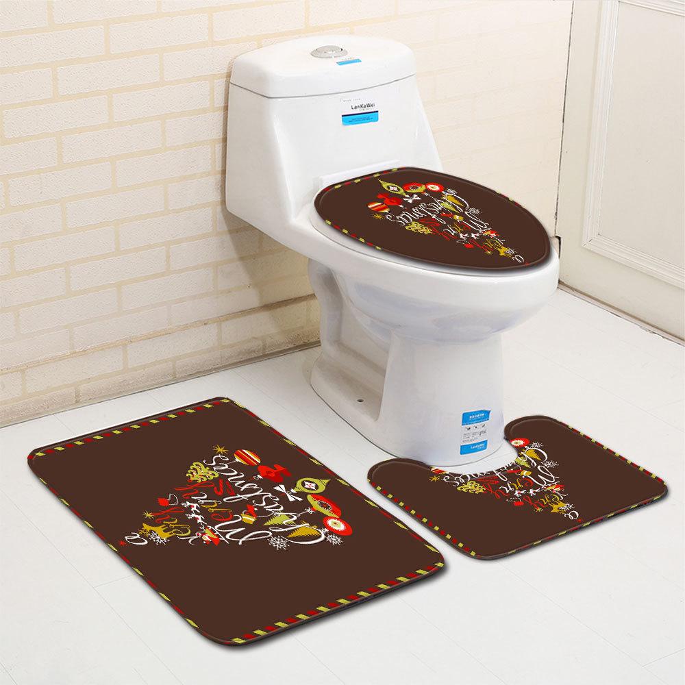 Christmas Bathroom Floor Mat Toilet Three-Piece Set