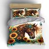 Sunflower Horse Art Set Multiple Sizes Kid'S And Adults' Bedroom Exquisite 3Pc Bedding Set, Gift