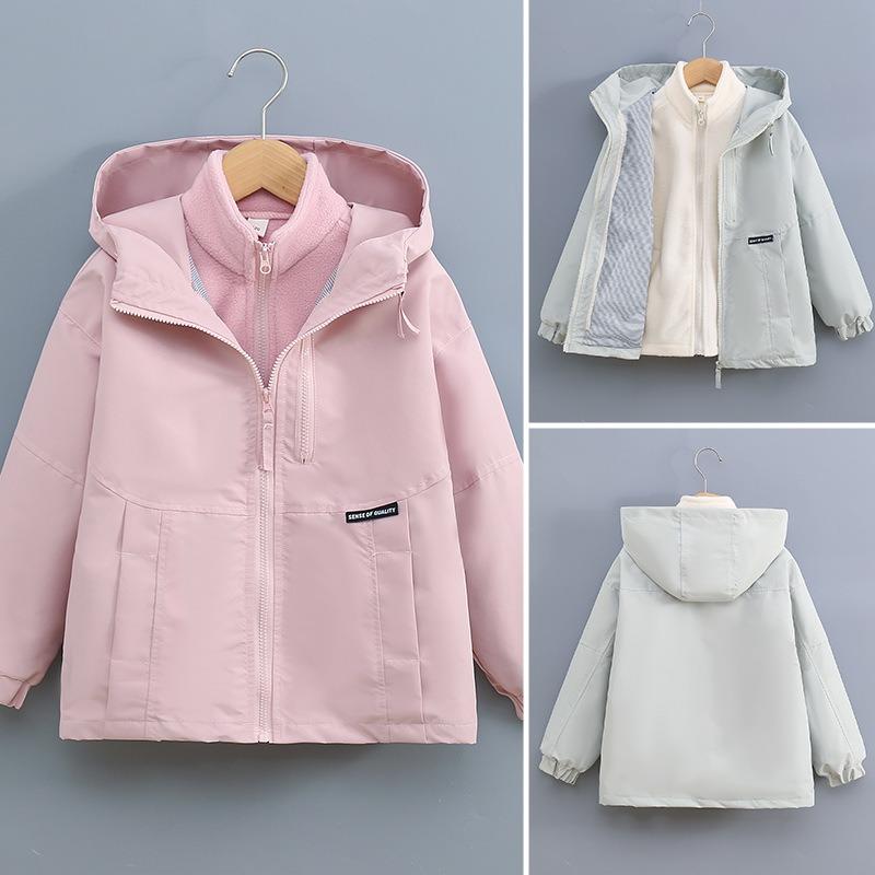 Kids Girls Waterproof Fleece Lined Detachable Thick Winter Jacket For Big Kids