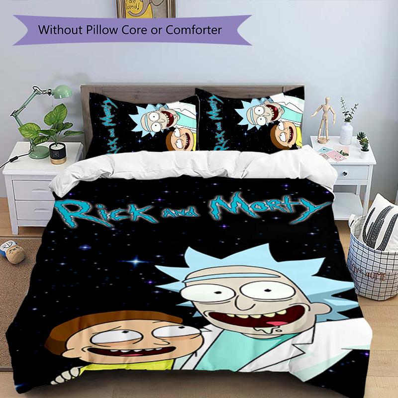 Rick and Morty 3pcs Bedding Set Duvet Cover Closure Includes 1 Duvet Cover & 2 Pillowcases for All Seasons Bedroom Home Dorm Decor