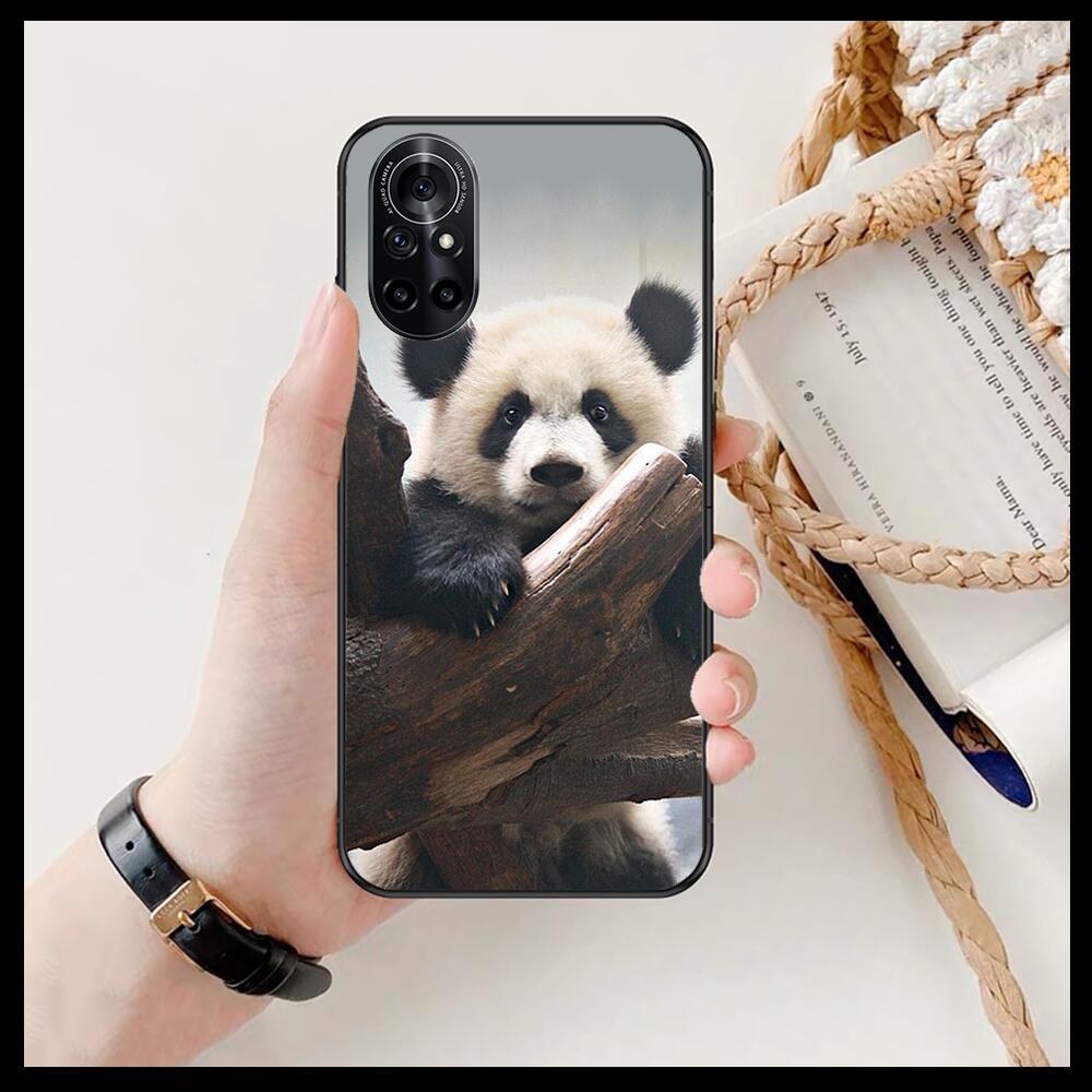 Super Cute Panda Clear pouzdro na telefon pro Huawei Honor 20 10 9 8A 7 5T X Pro Lite 5G Black Etui Coque Hoesjes Comic Fash design