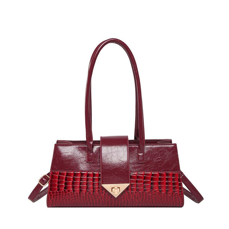 

Pu Crocodile Pattern Femme Small Bag With Zipper Flap For Daily Use червоний