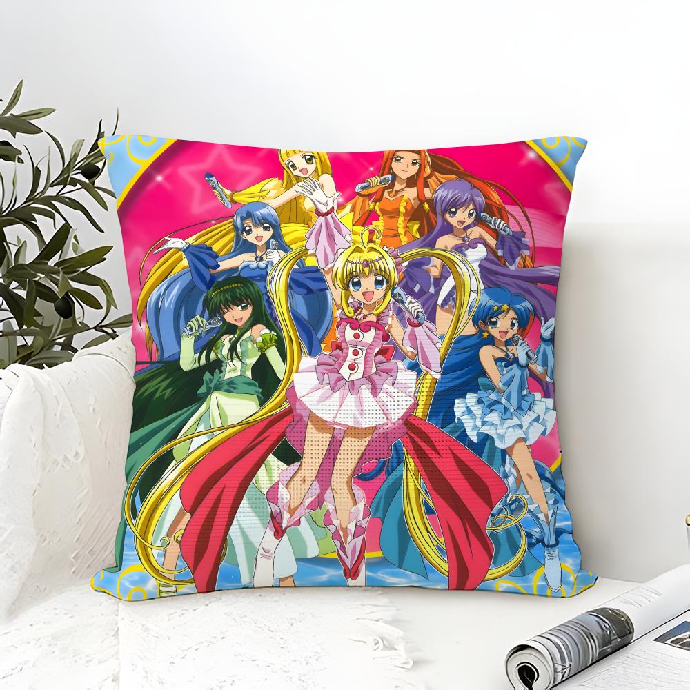 Comic Anime M-Mermaid Melody Pichi Pitch 5 Pillow Case Cotton Linen Fabric Square Zipper Pillowcase Home Decorative Living Room