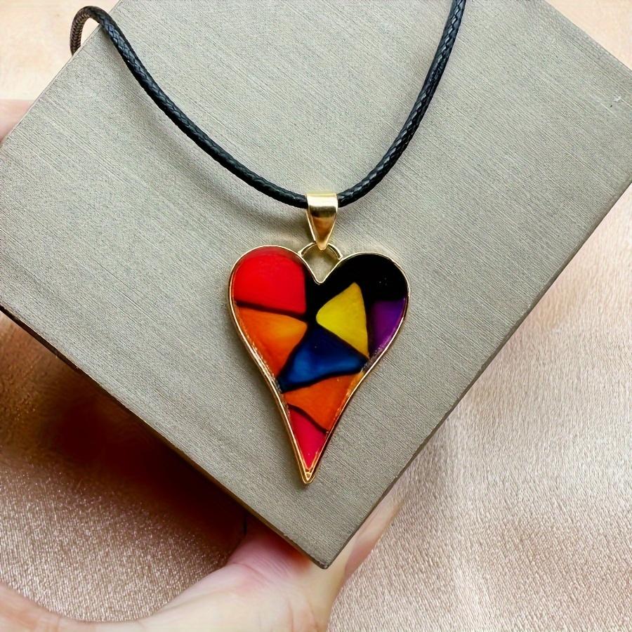 1pc Stylish Colorful Necklace Love Necklace Colorful Love Necklace Personality Necklace Holiday Gift Party Necklace Necklace for Women