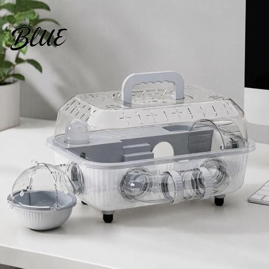 Dwarf Hamster Habitat Cage with Tunnel Transparent House Running Wheel Tunnel Pipes And Water Dispenser 2-Tier Playpen for Small Pets Animal