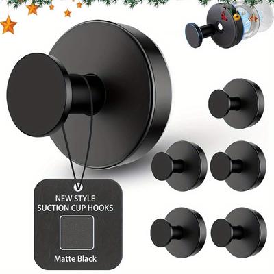 6pcs Suction Cup Hooks, 304 Stainless Steel Metal Hooks for Shower, Bathroom, Kitchen, Removable No Drill Hooks for Towels, Holds Up To 6.8 KG