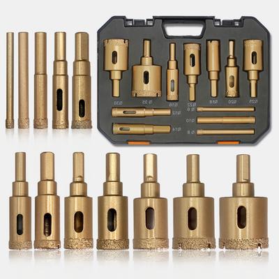 12pcs Fiber Welded Hole Saw Drill Bit Set, Metal Triangle Shank, for Tile, Marble, Glass & Ceramics, No Electricity Needed, Professional Drilling