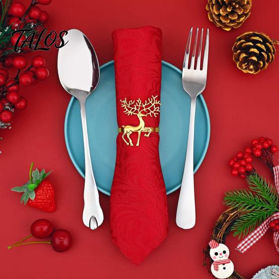 Festive Napkin Decor Christmas Deer Ring, Alloy Elk Holder, Holiday Metal Holders for Table Ring Winter Party Dining Decoration Rings Dinner