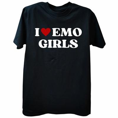 Unisex I Love Emo Girls Cita Divertida Corazón Rojo Camisetas Hip Hop Streetwear Manga Corta Regalos de Cumpleaños Amo a mi Novia Emo Camiseta Unisex