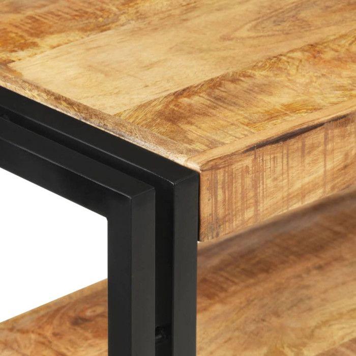 Table Console - VIDAXL - 90x30x75 cm - Bois de Manguier Brut - Fer Enduit de Poudre - Style Classique