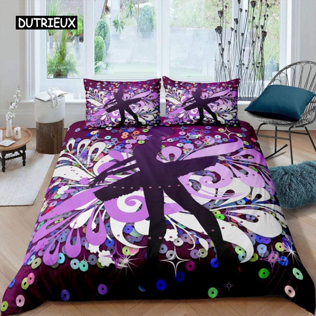 Ballet Duvet Cover Galaxy Ballet Dance Twin Bedding Set Glitter Graceful Dancer Dreamy Girly Queen King Polyester Quilt Cover