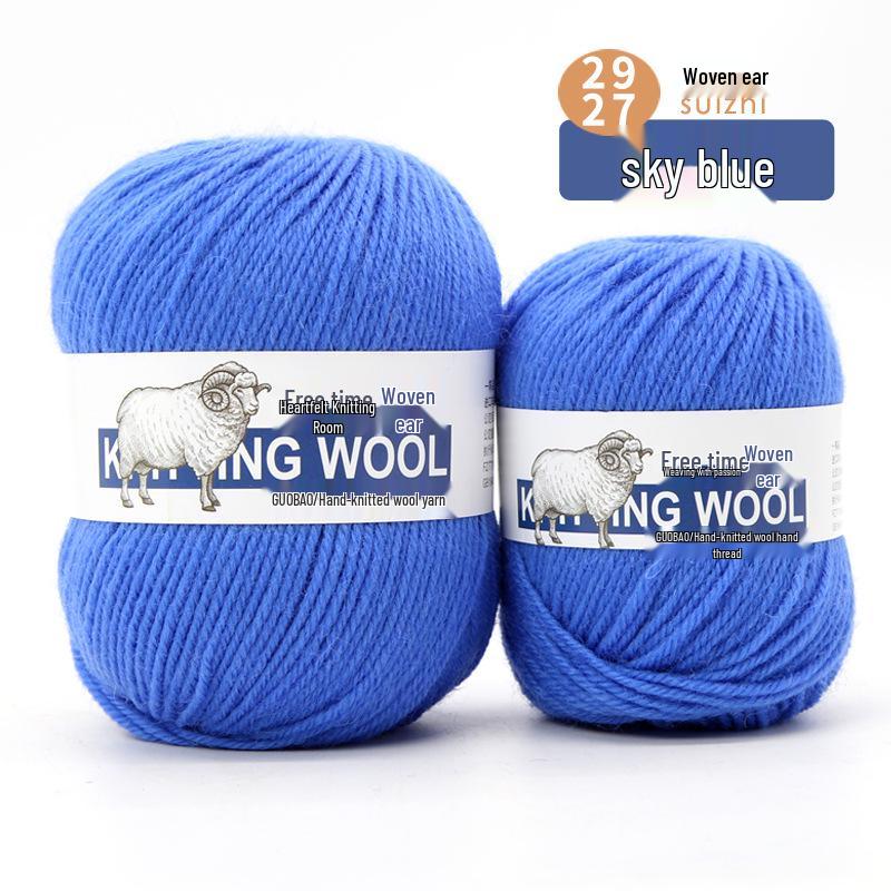 Wool Yarn Hand-Knitted Sweater Scarf Hat - Pure Color Four-Strand Yarn Ball