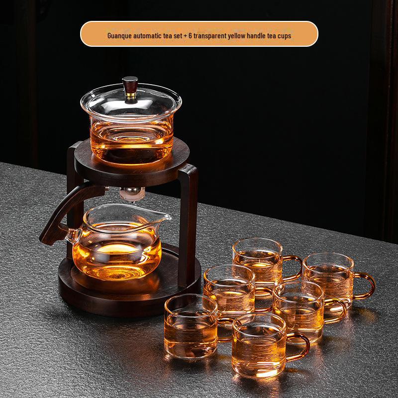 High-end Chinese Automatic Kung Fu Tea Set with Glass Teapot & Teacups