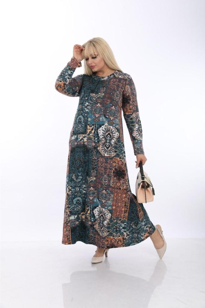 Damen-Kleid in großen Größen, ethnisch gemustertes Kleid in Übergröße