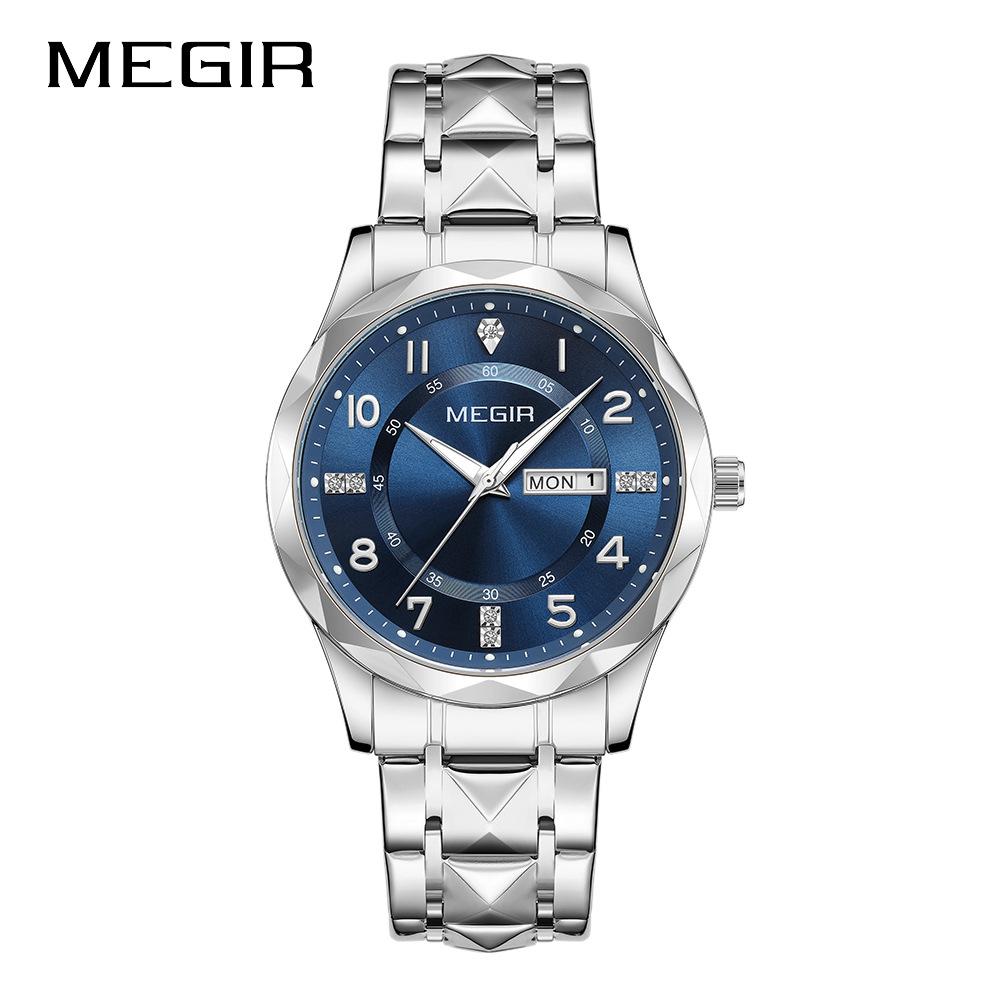 Megir Men Watches Waterproof Stainless Steel Date Watch Man Waterproof Quartz Luminous Wristwatch Relogio Masculino