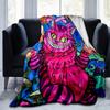 1PC Colorful Cheshire Cat Blanket - Seasonal Home Decor, Soft Flannel Throw Blanket, Living Room, Travel, Camping, Car Blankets, Beach, Offi