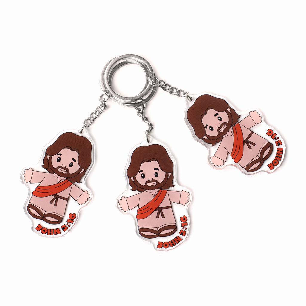 Cartoon Jesus Umarmung Plüschtier mit Schlüsselanhänger-Dekoration Nachttisch Sofa Kissen Weihnachtsgeschenk Weiche Plüschpuppe für Kind Geschenk