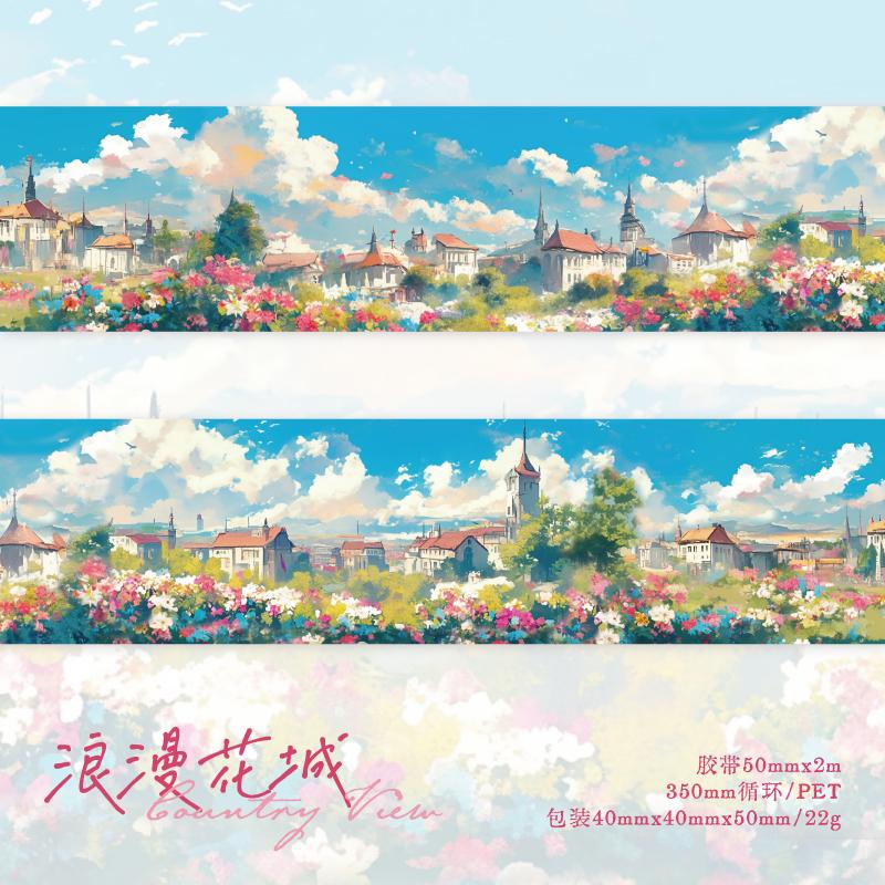 6 Stile 5cm * 200cm/Rolle Reisezeit-Thema Schöne Landschaft PET-Klebeband DIY Handgemachte Materialien Scrapbooking Hintergrunddekoration