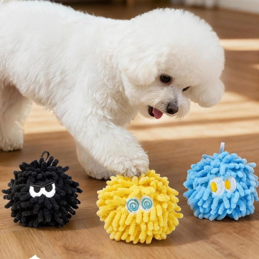 Ball Bite-Resistant Dog Vocal Flash Ball Pom-pom Ball Glowing Pet Mop Ball Soft Pet Interactive Indoor Play