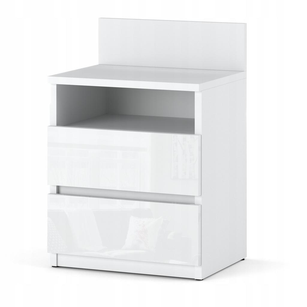 Nightstand White Gloss Nightstand 40cm 2S Shelf Loft Bedroom Furniture