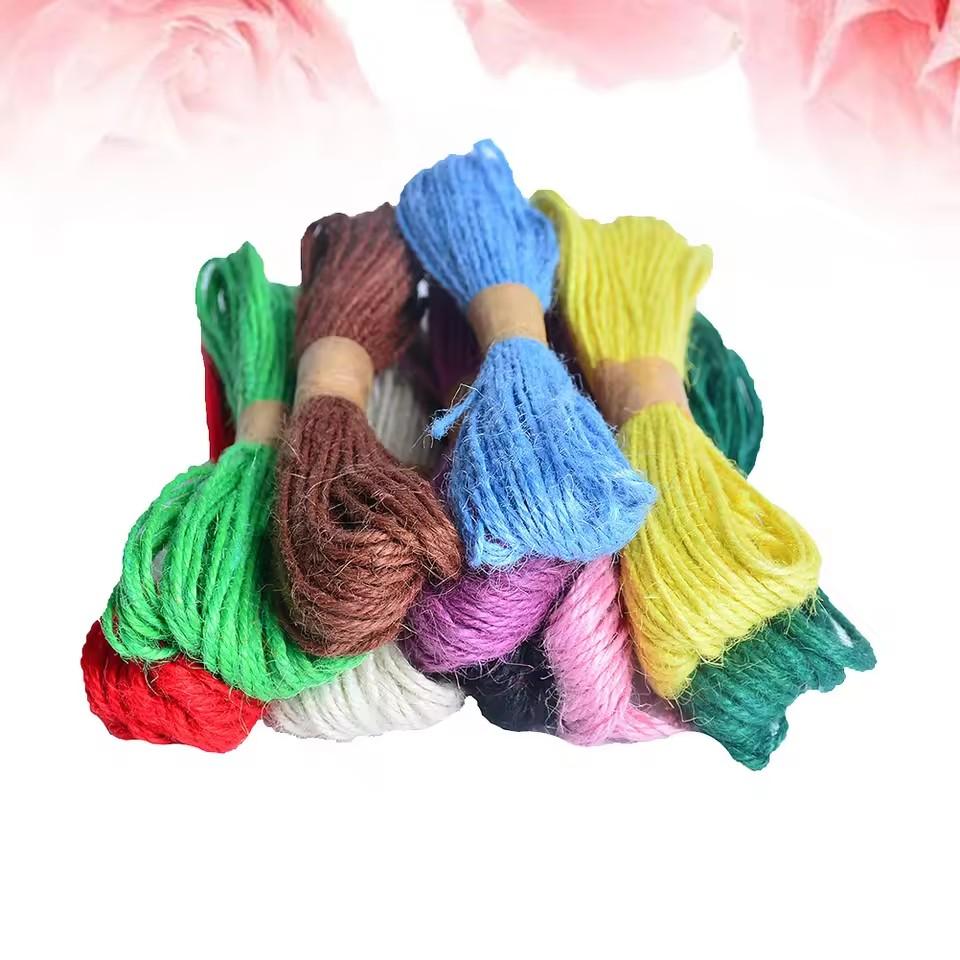 12pcs 10M Jute Twine Colorful Woven Rope For Diy Crafts Home Wedding Decoration Knitting Cord Craft Supply Gift Ring
