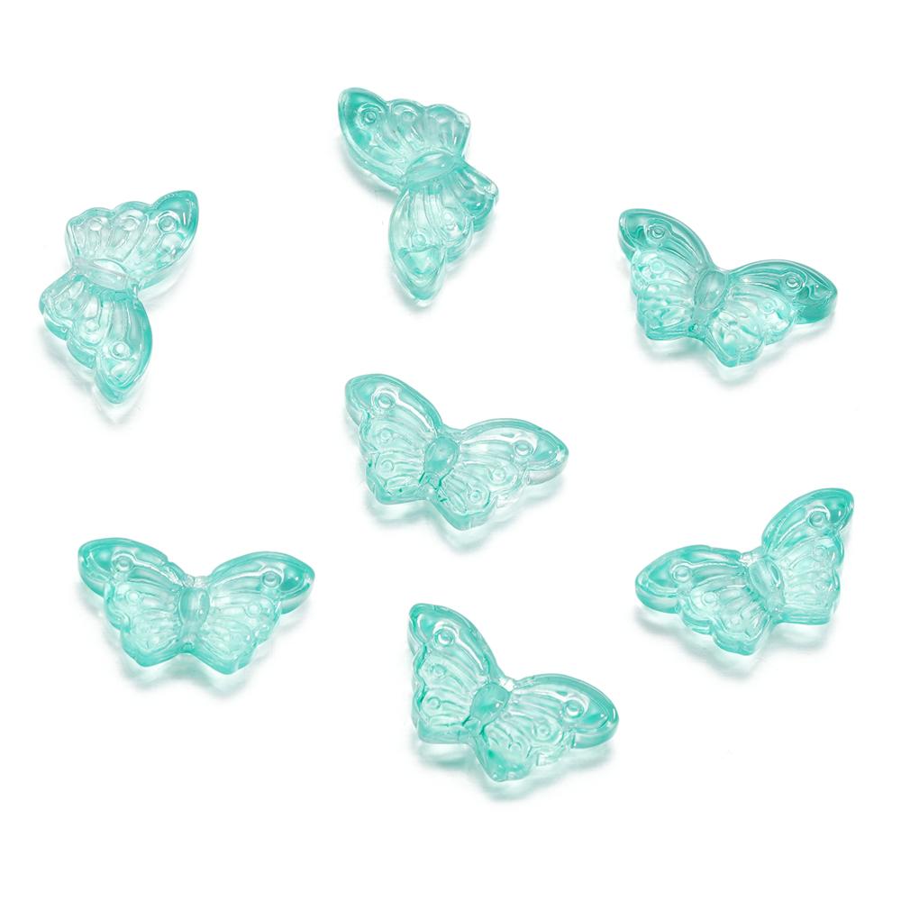 30Pcs/Lot 8*15mm Transparent Glass Small Butterfly Loose Charm Pendants for Necklace DIY Craft Jewelry Making Accessories