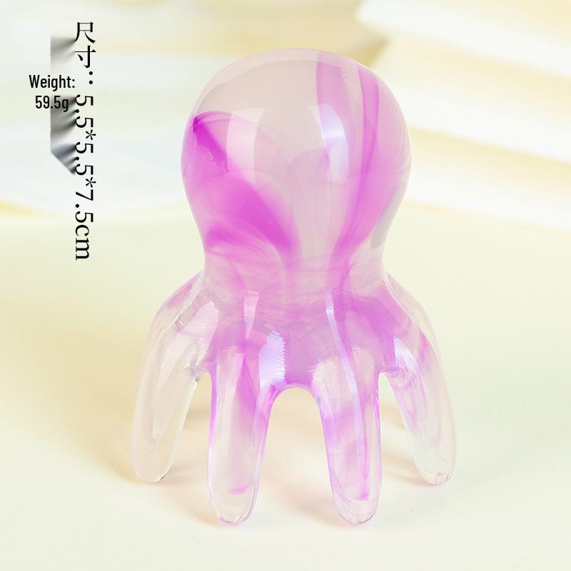 Pink Octopus Portable Scalp Massager Comb with Wide-Tooth Gua Sha Design