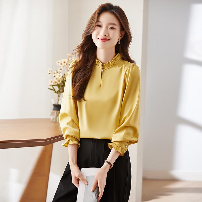 Troman Women s Elegant Ruffle Chiffon Blouse L