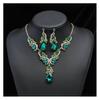 Women Necklace Earrings Rhinestone Luxury Hollow Symmetric Retro Set Out Anti-allergy Hanging Earrings Bridal Wedding