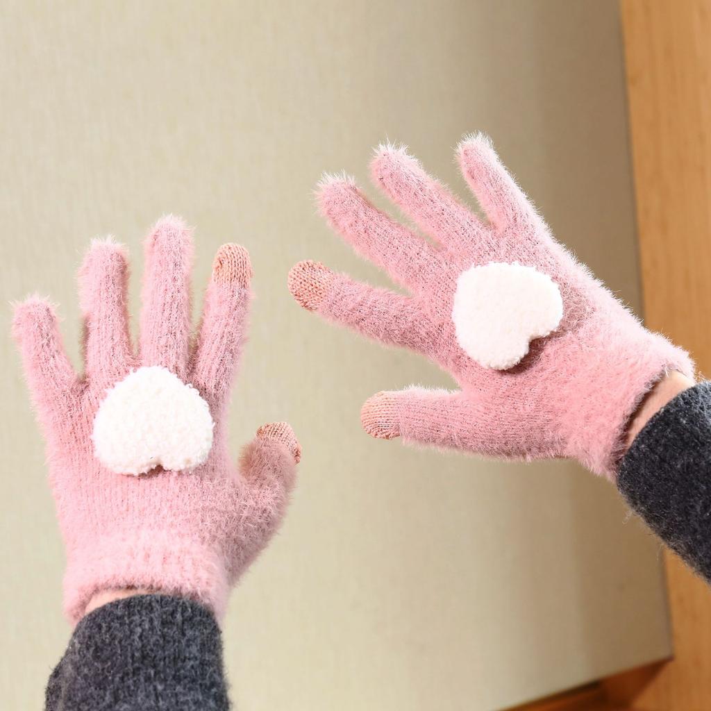 Gloves Women's Warm Velvet Thickened Cold-proof Korean Version of Students' Five-finger Autumn and Winter Cycling Design