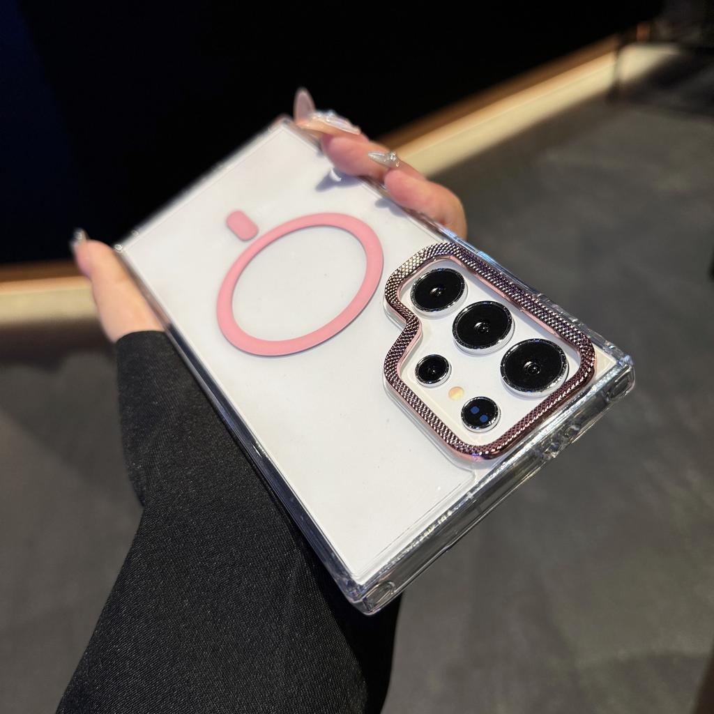 Luxury Transparent Shockproof For Magsafe Case for Samsung Galaxy S25 Edge S24 Plus S23 FE S22 Ultra Magnetic Armor Back Cover