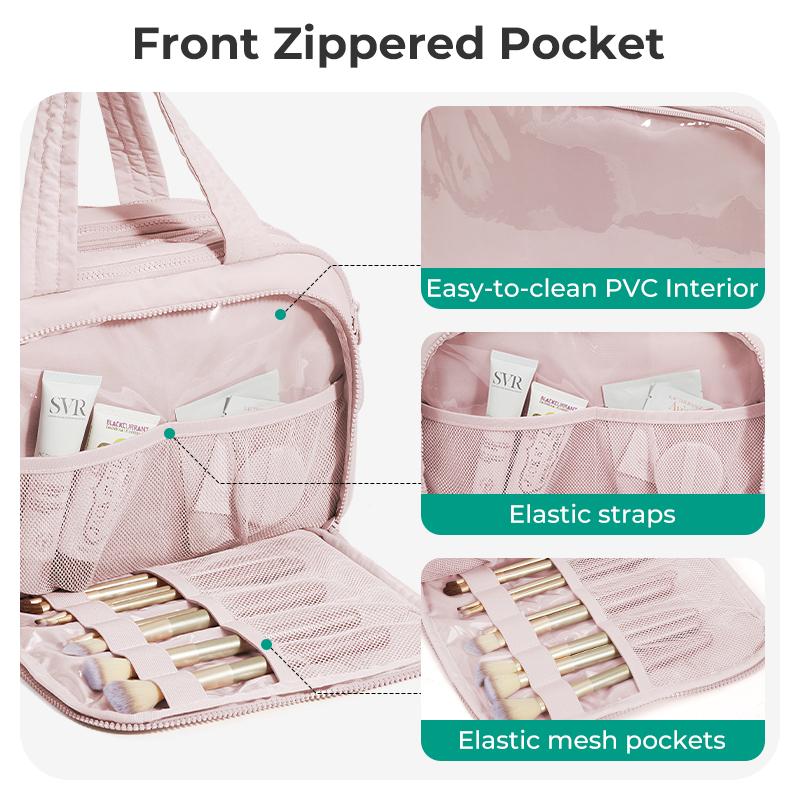 BAGSMART Wasserdichte Kulturtasche Für Frauen Reise-Make-up-Organizer Mit Fächern Leicht Tragbar Kosmetik-Sporttasche