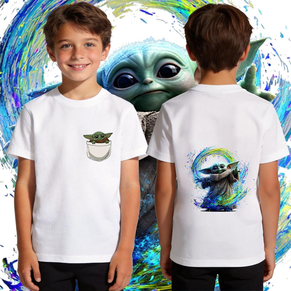 Kids Boys Yoda Graphic T Shirt Cotton Casual Soft Breathable Star Wars Child Clothing Summer Top Toddler Tee