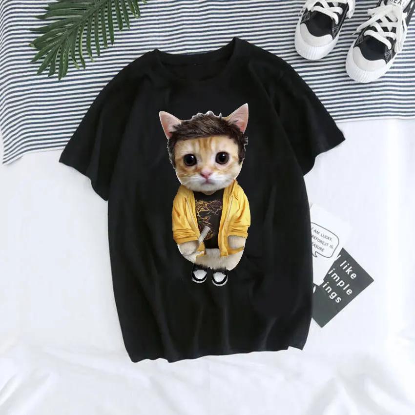 El Gato Meme Sad Crying Cat Munchkin Kitty Meme Print T Shirt Male  T-shirts Men Oversized Tees Harajuku Streetwear