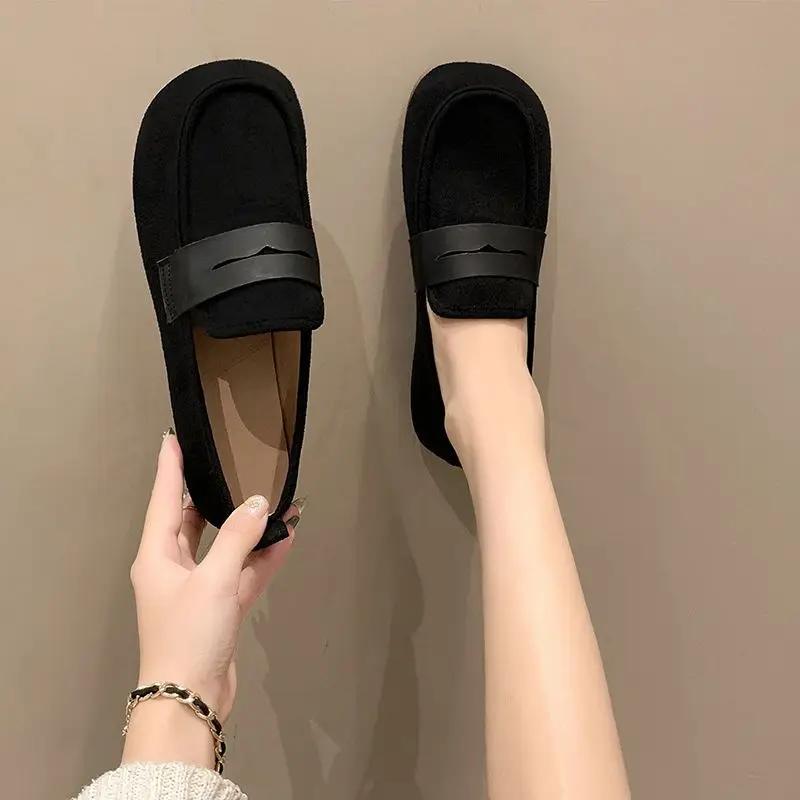 Fashion Woman Flats Suede Elegant Party Black Single Slip-on Quick Delivery 2025 Summer Shoe Lastest Y2k Wholesale Young Shoes for Women