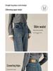 Women's 2025 American Retro High-Waist Cuffed Jeans - Spring/Autumn Slimming Straight To Wide Leg Style