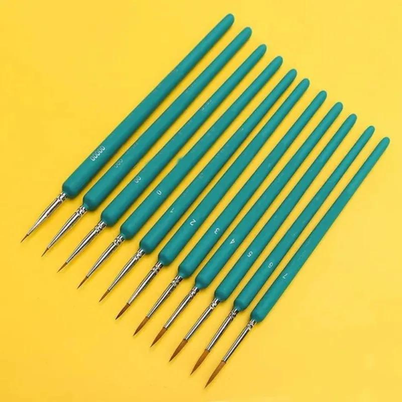 10Pcs Paint Brush Miniature Hook Line Pen Art Painting Brushes Gouache Watercolor Oil Paints Brush Artists Hand Painted