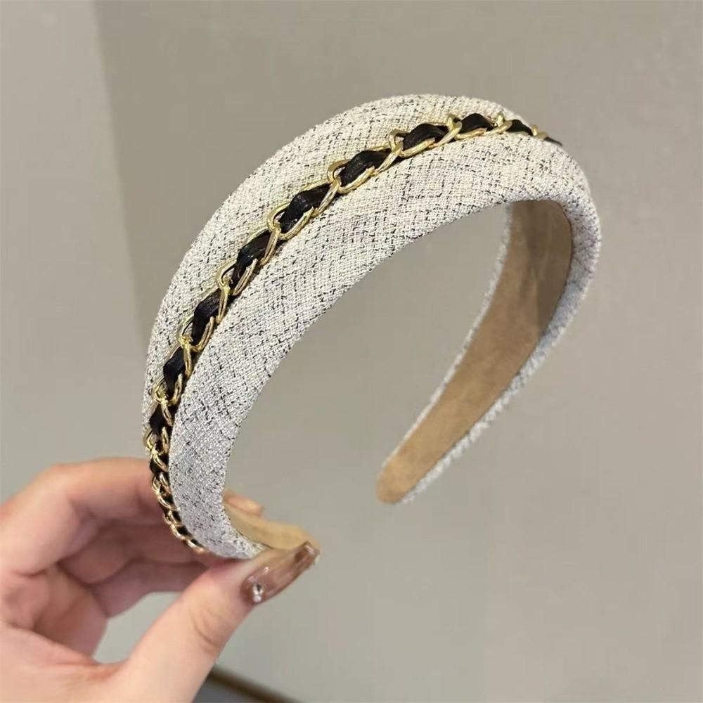 Wide-Brimmed Headbands for Women Non Slip Hair Band Cute Chain Hairbands for Skin Treatment