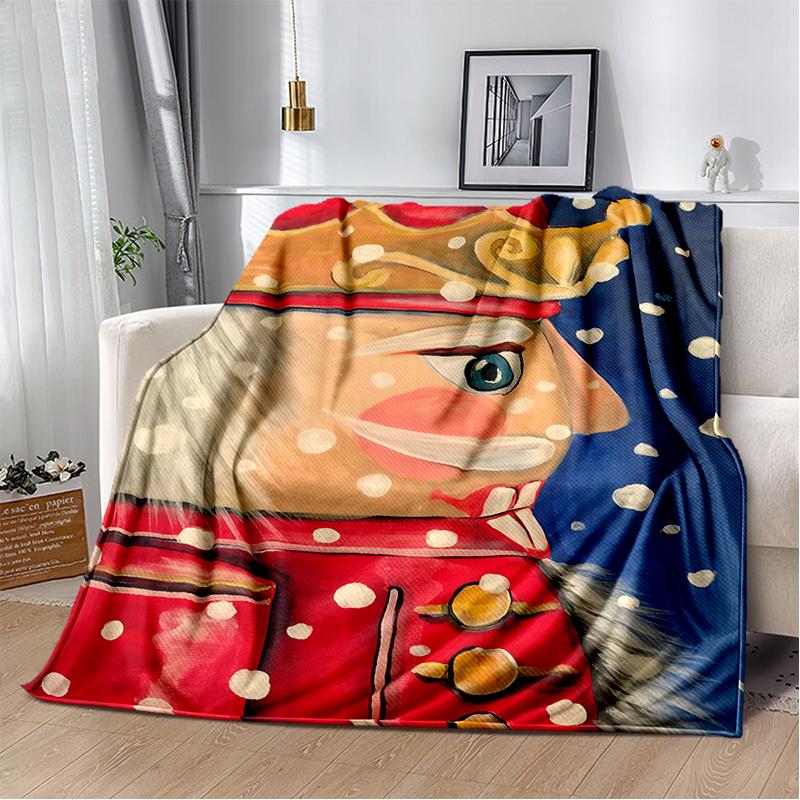 Cartoon Merry Christmas Gift The Nutcracker Doll Happy New Year Soft Flannel Blanket for Beds Bedroom Sofa Picnic,Throw Blanket