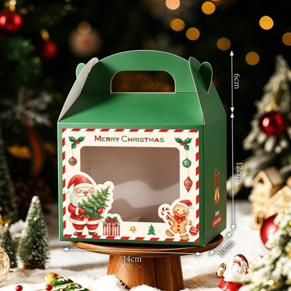 5pcs Clear Window Christmas Gift Box Christmas Gift Wrapping Box  For Christmas Parties Gift