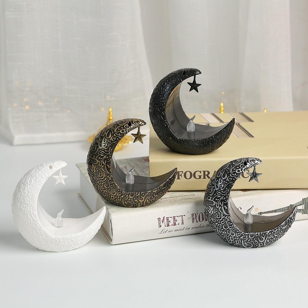 

Беспламенный светодиодный лунный подсвечник в форме полумесяца, электронная свеча, Рамадан, Луна, светодиодная лампа, мусульманская