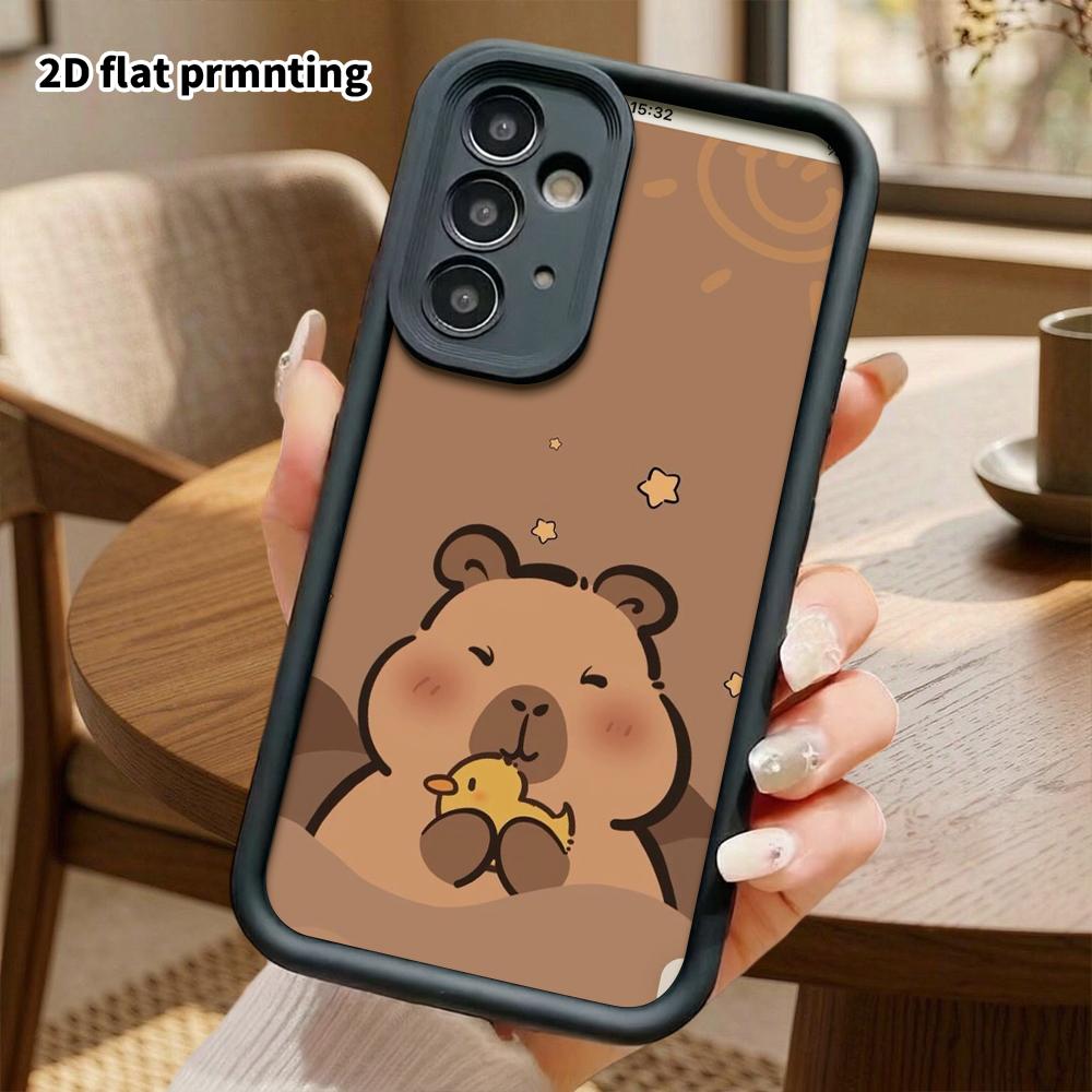 Phone Case: 2D Flat Samsung Galaxy A34 A35 M05 M06 S20 S22 S21 FE Plus 5G Step Protection Case, Hugging Little Yellow Duck Capybara, Christmas and Hal