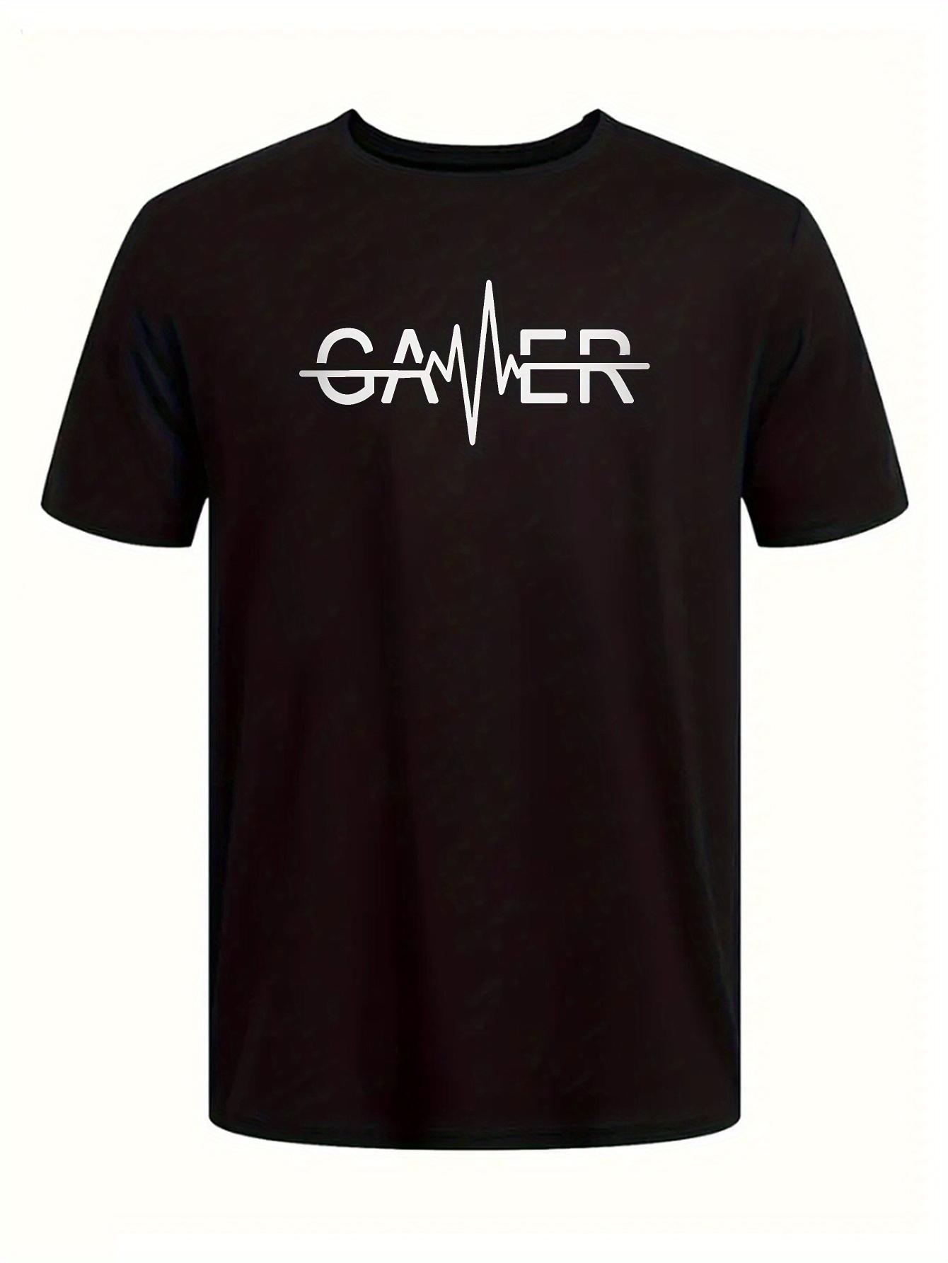 Cotton Blend T-shirt with Gamer Graphic Print - Micro-Stretch Knit Fabric XXL