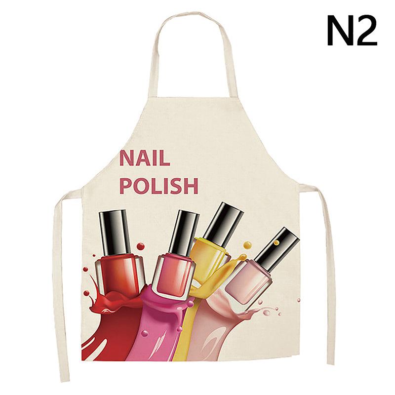 Nail Polish Lipstick Beauty Kitchen Women Apron Household Cleaning Cotton Linen Pinafore Salon Home Cooking Baking Adult Bib