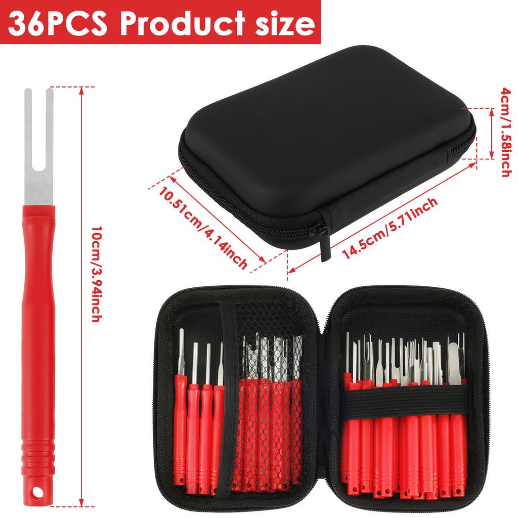36 szt. Narzędzie do usuwania zacisków złączy elektrycznych Samochodowe narzędzie do usuwania pinów elektrycznych Zestaw narzędzi do wyciągania przewodów Narzędzia do naprawy samochodów