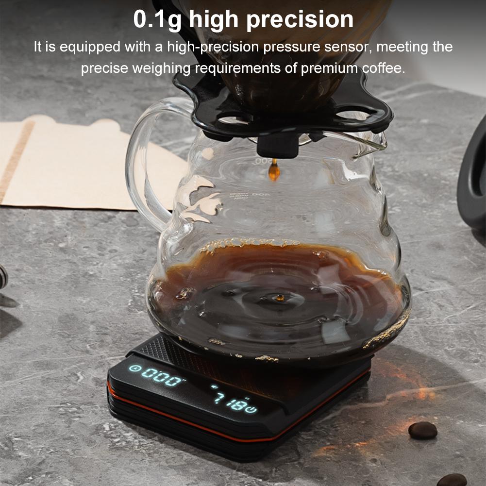 Espresso Scale with Timer 2kg/0.1g Accurate Scale Rechargeable Travel Coffee Pocket Scale for Espresso and Pour-Over Coffee