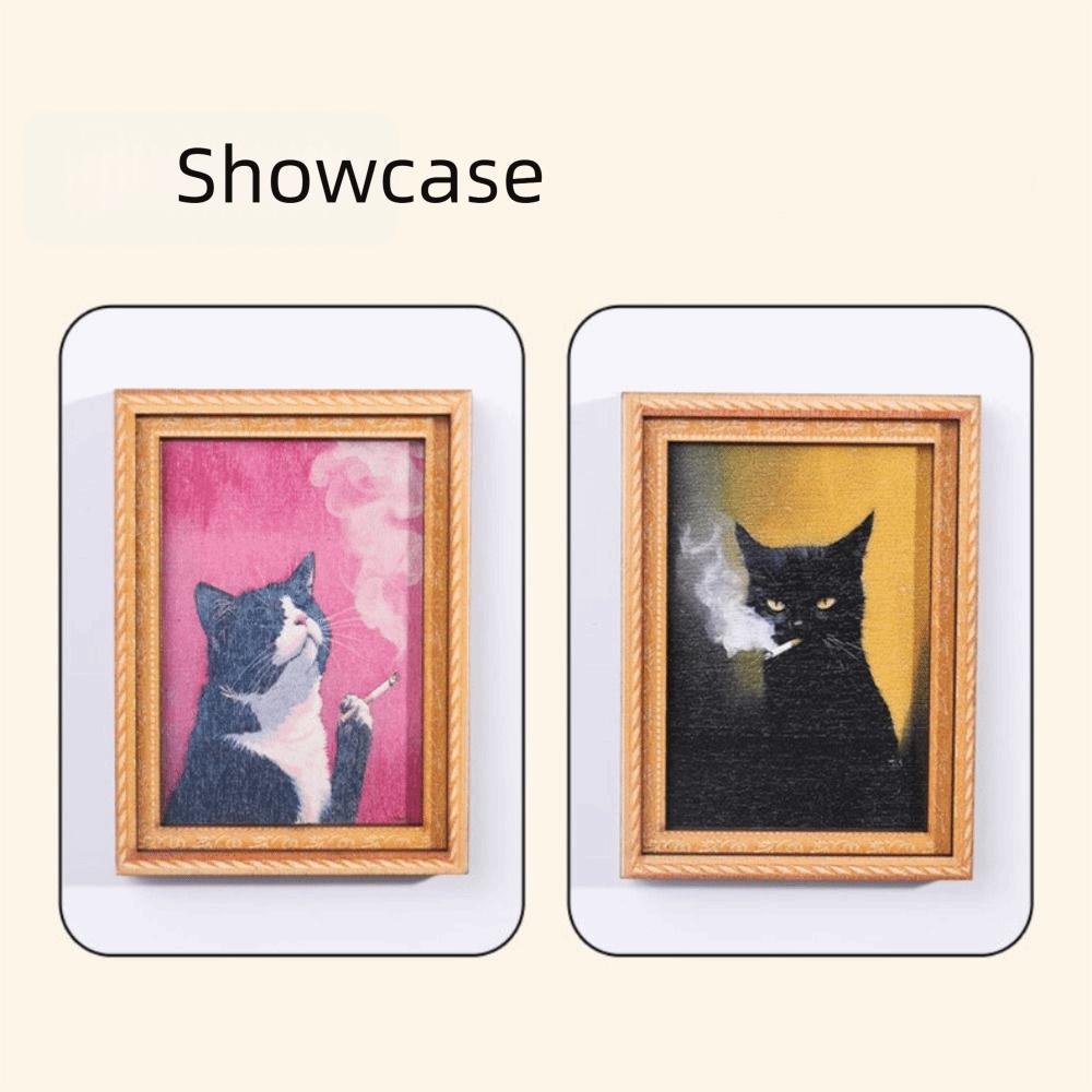 New Cute Cat Wooden Refrigerator Magnet Oil painting style Unique Cat Portrait Decor Cartoon Magnetic Back Fridge Stickers Gifts