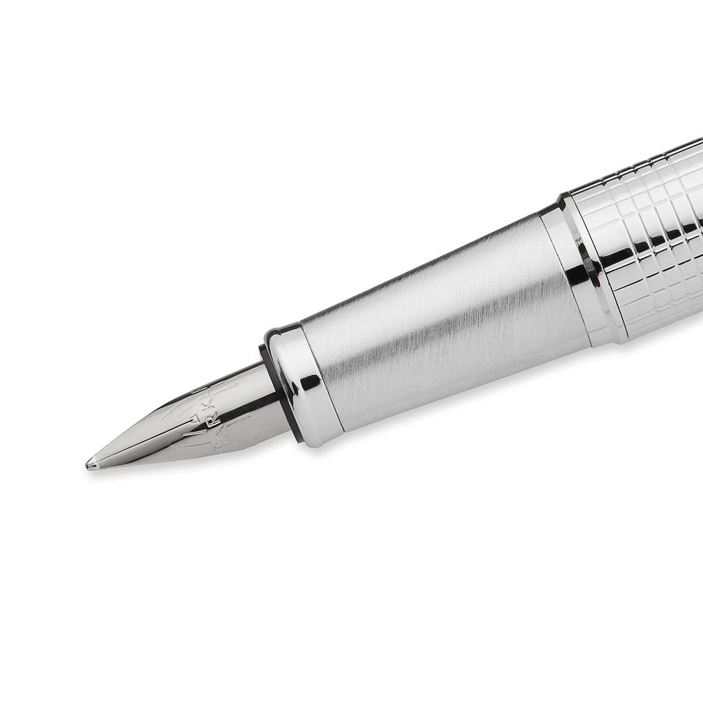 Parker IM Premium Cromo Brillante Cincel CT Pluma Fuente Punta Fina S11420182 Bolígrafo Importado, (F), (Producto genuino)