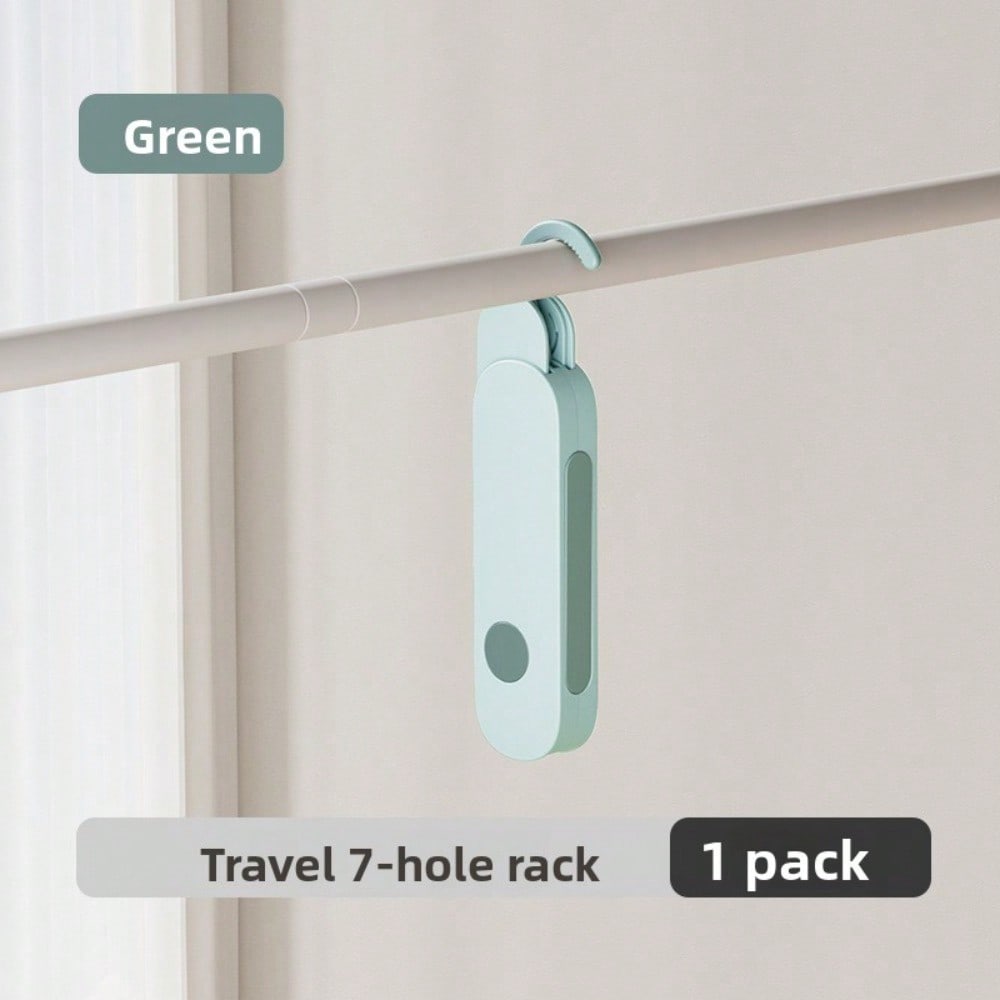 Porte-vêtements Pliant de Voyage Portable à Sept Trous Séchoir Voyage Voyage d'Affaires Hôtel Multi-Fonctionnel Porte-vêtements Artefact vert